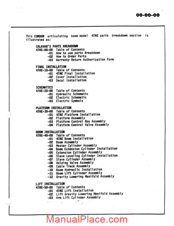 calavar condor 47ae parts breakdown section page 3