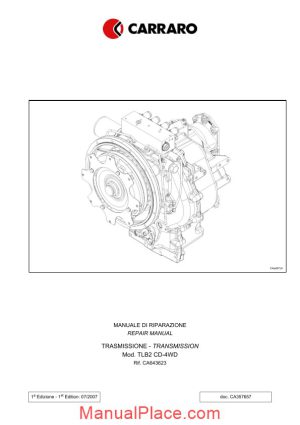 carraro computerized tlb2 4 speed transmission repair manual page 1