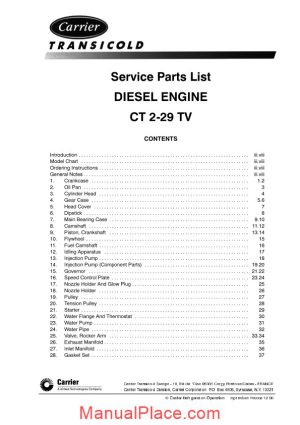 carrier ct2 29tv diesel engine service parts list page 1