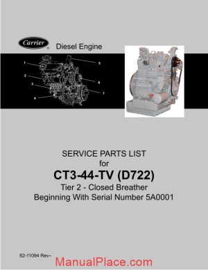 carrier ct3 44 tv d722 diesel engine service parts list page 1