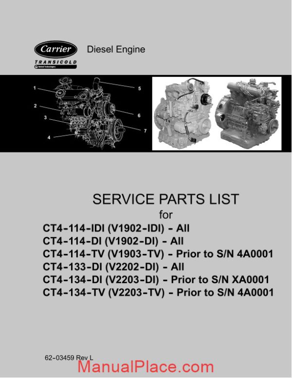 carrier ct4 114 ct4 134 diesel engine service parts list page 1