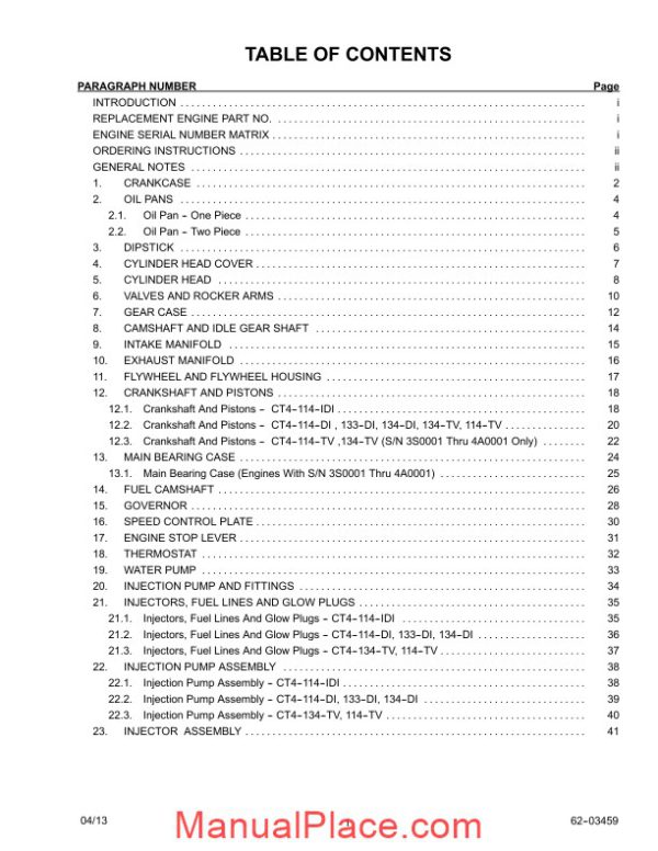 carrier ct4 114 ct4 134 diesel engine service parts list page 3