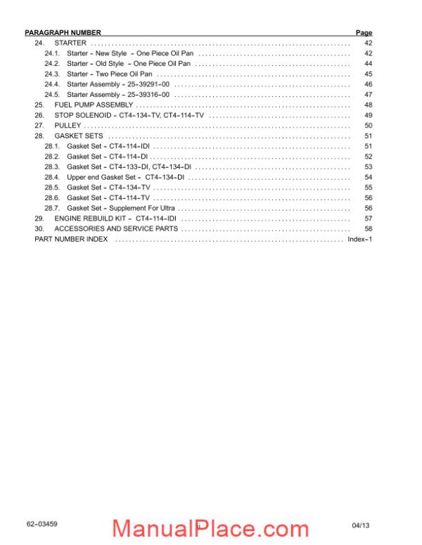 carrier ct4 114 ct4 134 diesel engine service parts list page 4