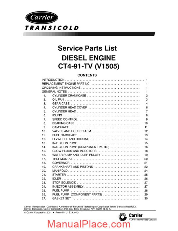 carrier ct4 91 tv v1505 diesel engine service parts list page 2