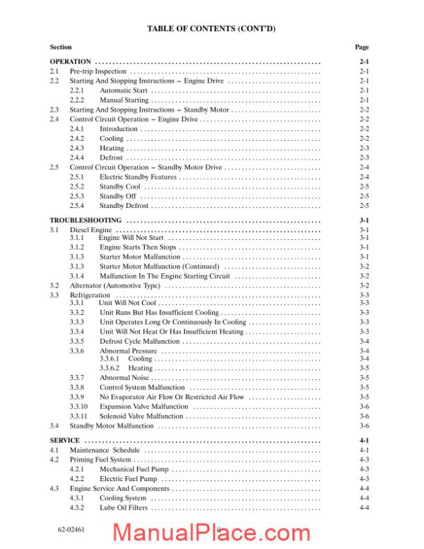 carrier trailer refrigeration operation service manual page 4