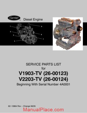 carrier v1903 tv 26 00123 v2203 tv 26 00124 diesel engine service parts list page 1