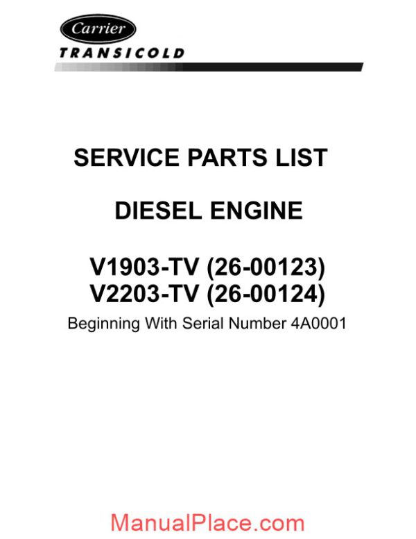 carrier v1903 tv 26 00123 v2203 tv 26 00124 diesel engine service parts list page 2