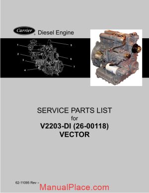 carrier v2203 di 26 00118 vector diesel engine service parts list page 1