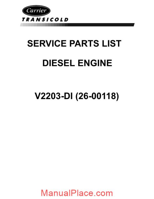 carrier v2203 di 26 00118 vector diesel engine service parts list page 2