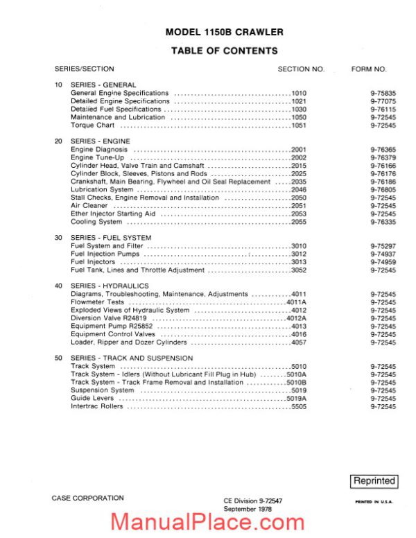 case 1150b crawler dozer service manual page 2