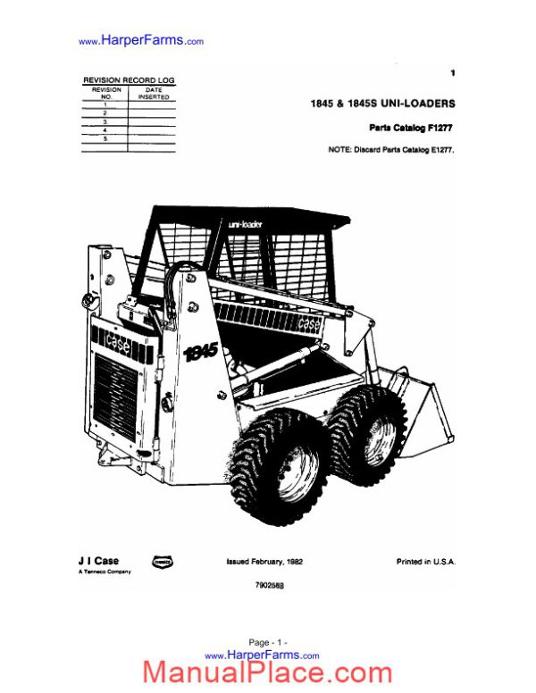 case 1845 1845s uni loaders parts page 1