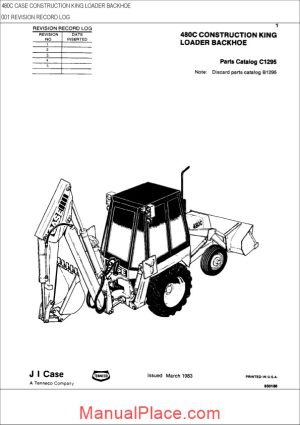 case 480c construction king backhoe parts catalog page 1