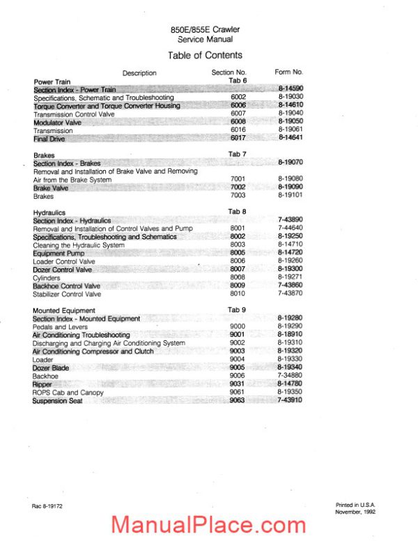 case 850 855e 850e service manual page 3