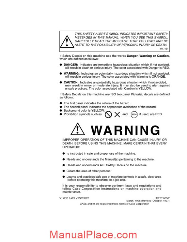 case 855e operators manual page 2