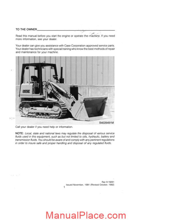 case 855e operators manual page 3