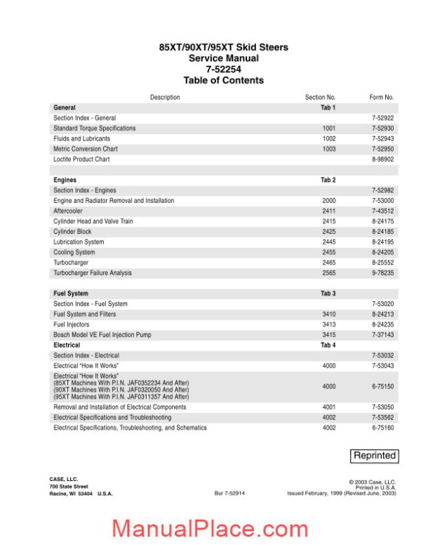 case 85xt 90xt 95xt complete service manual page 2