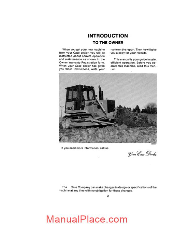 case crawler dozer 1150d 1155d operators manual page 4