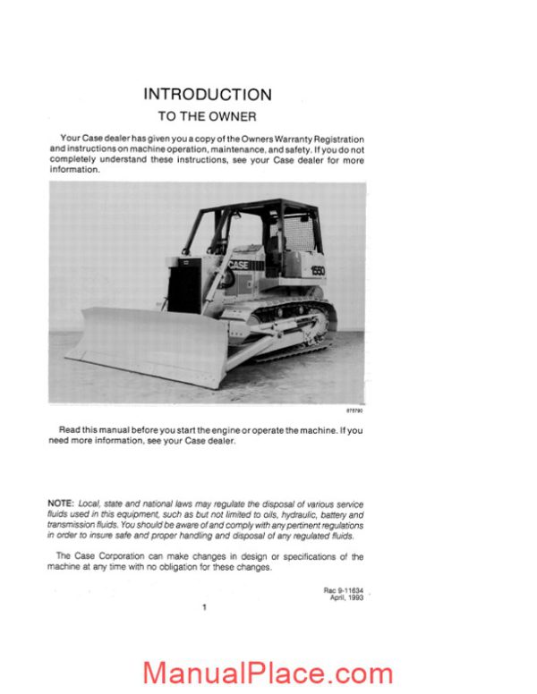 case crawler dozer 1550 operators manual page 3