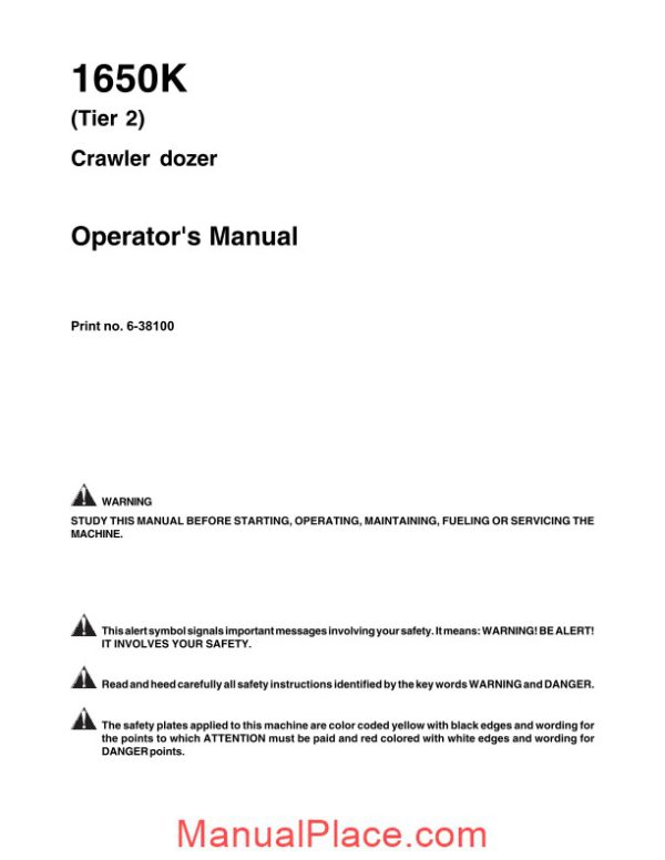 case crawler dozer 1650k operators manual page 2