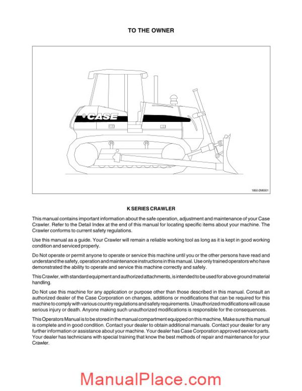 case crawler dozer 1650k operators manual page 4