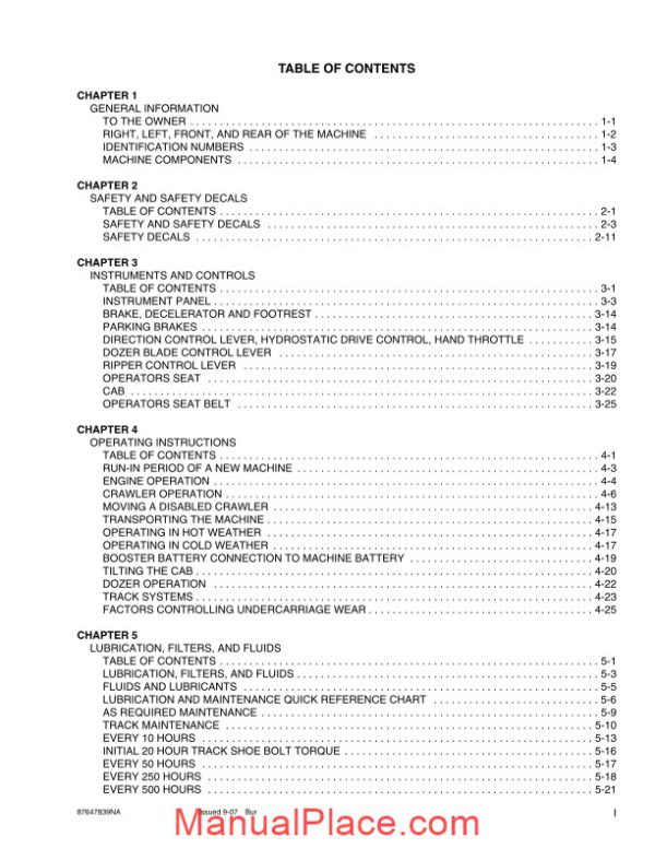 case crawler dozer 1650l operators manual page 3