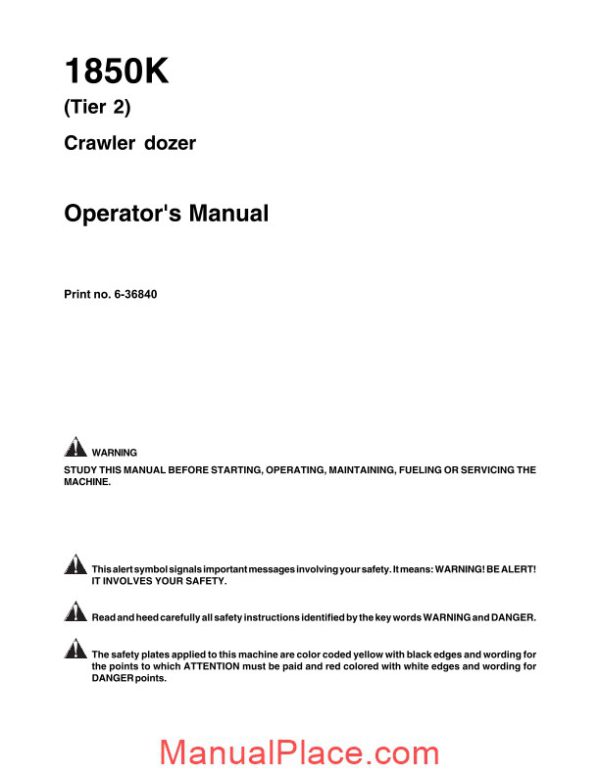 case crawler dozer 1850k series 2 operators manual page 2