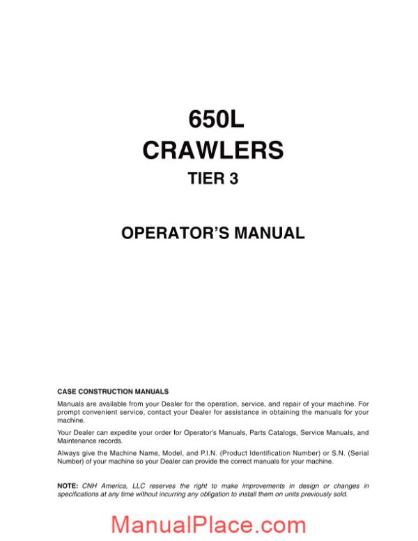 case crawler dozer 650l operators manual page 2