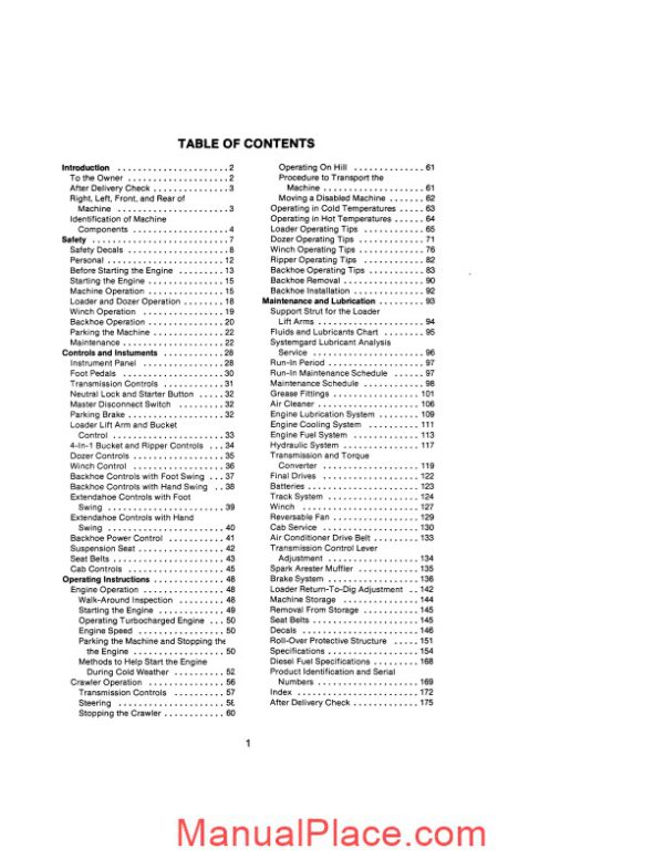 case crawler dozer 850d 855d operators manual page 3