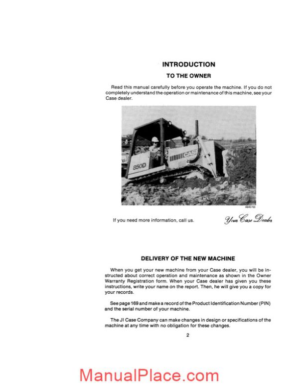 case crawler dozer 850d 855d operators manual page 4