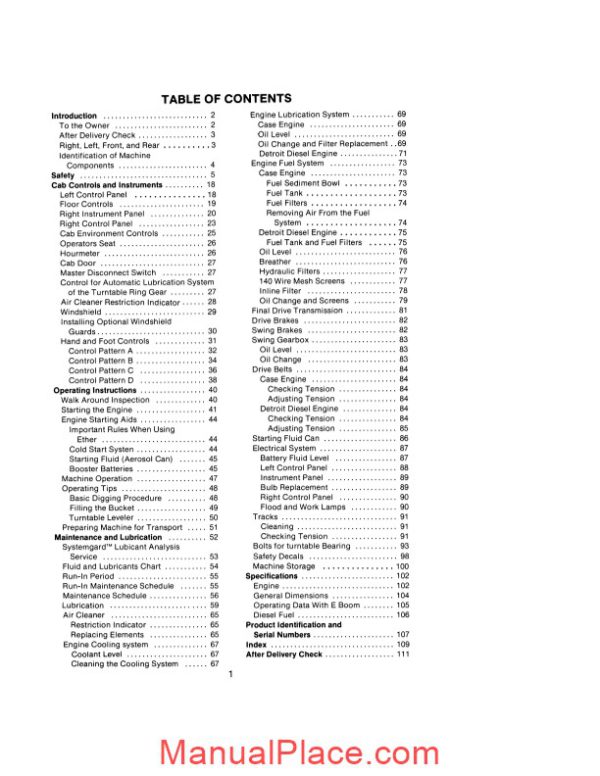 case crawler excavator 1280b operators manual page 3