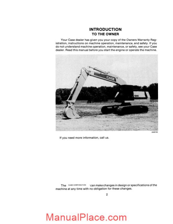 case crawler excavator 1280b operators manual page 4