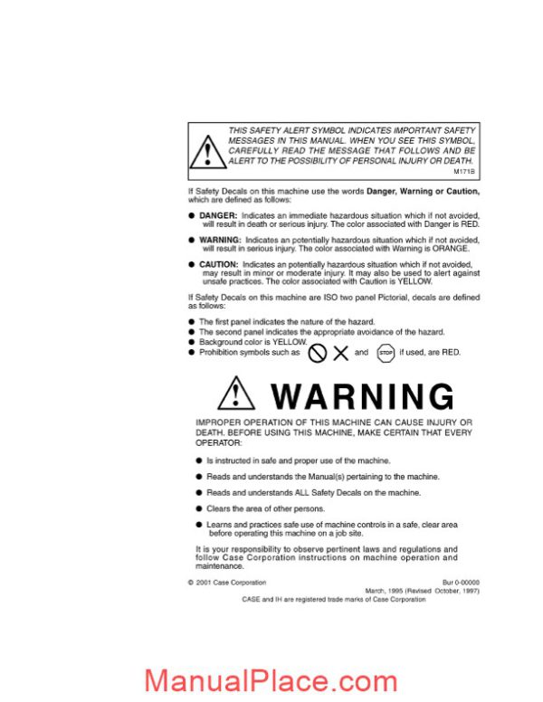 case crawler excavator 170c operators manual page 2