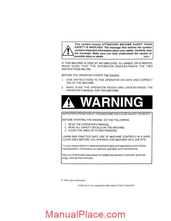 case crawler excavator 880 operators manual page 2