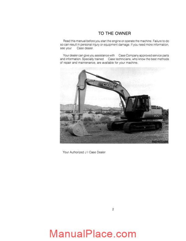 case crawler excavator 9010 operators manual page 4