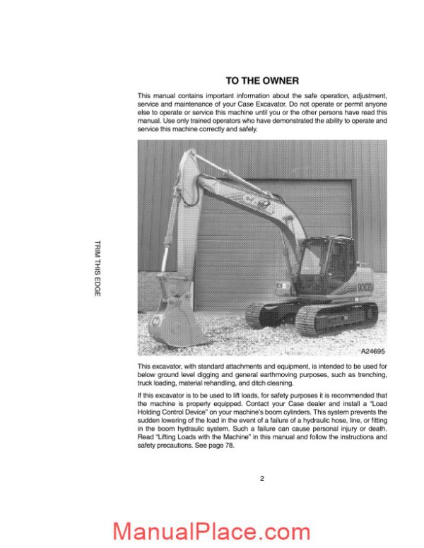 case crawler excavator 9010b operators manual page 4