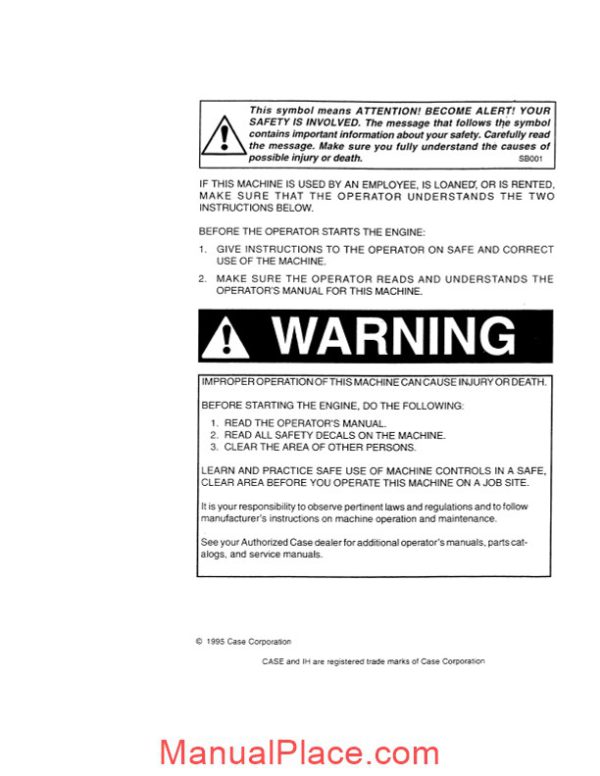 case crawler excavator 9020 operators manual page 2