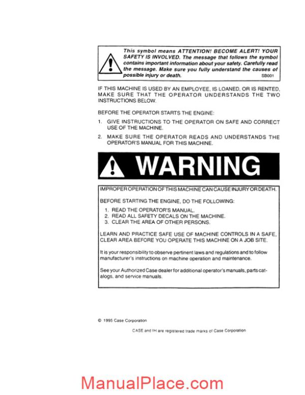 case crawler excavator 9030 operators manual page 2