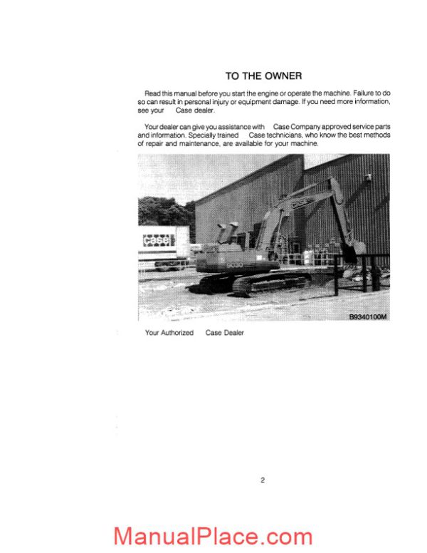 case crawler excavator 9030 operators manual page 4