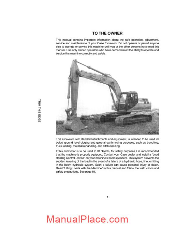 case crawler excavator 9040b operators manual page 2