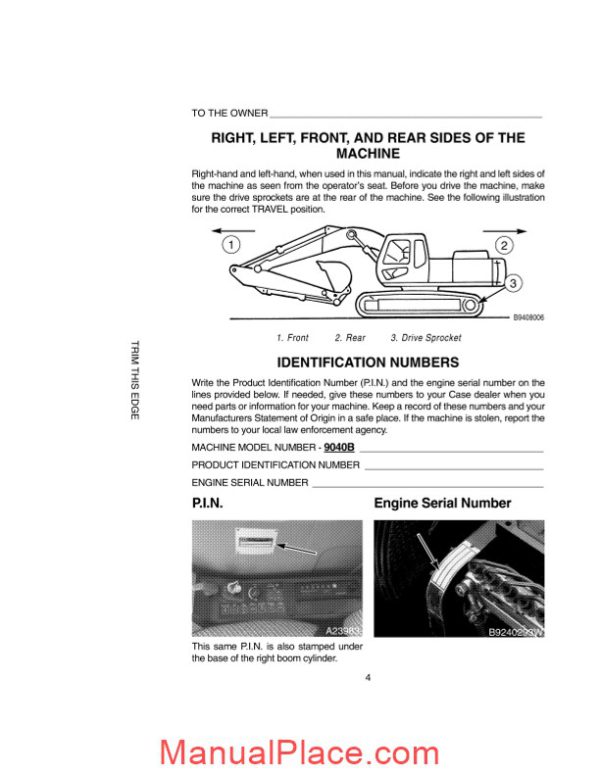 case crawler excavator 9040b operators manual page 4