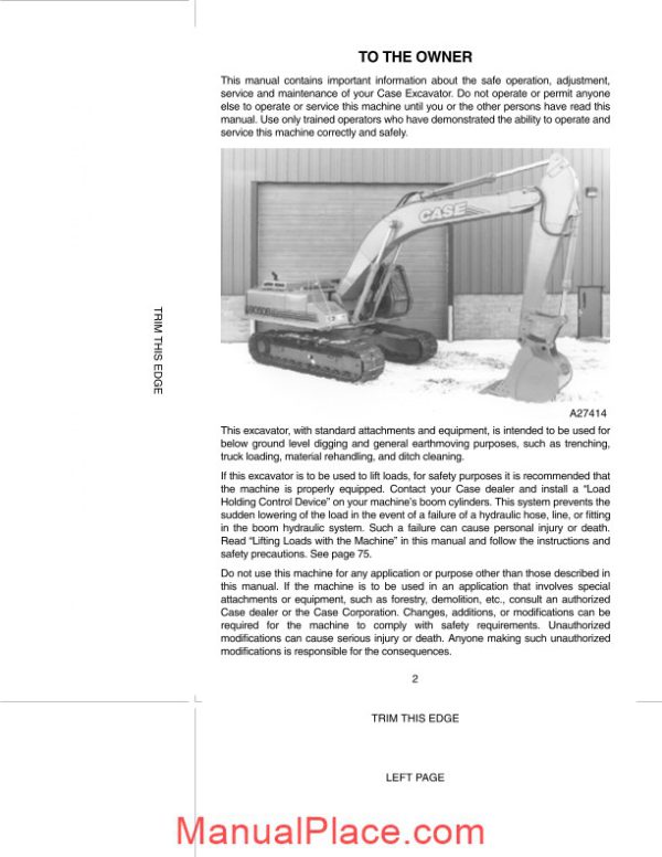 case crawler excavator 9050b operators manual page 4