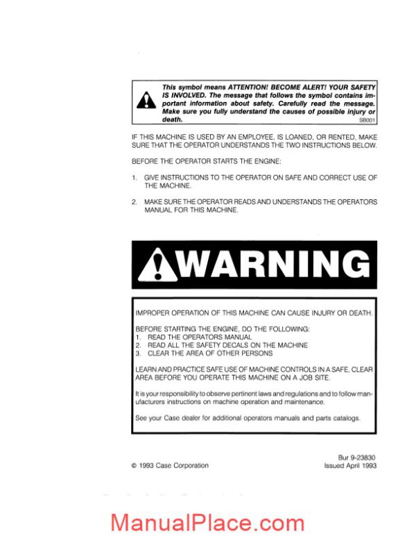 case crawler excavator 9060 operators manual page 2