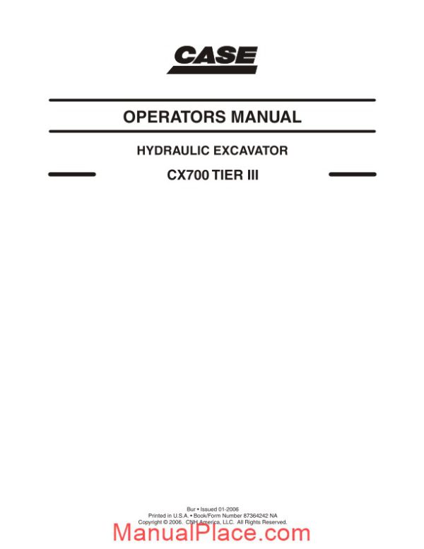 case crawler excavator cx 700 operators manual page 1