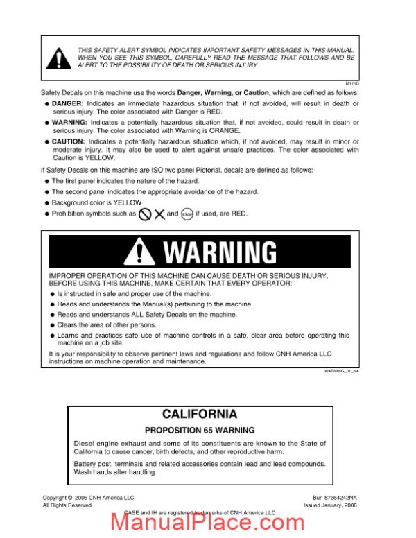 case crawler excavator cx 700 operators manual page 4