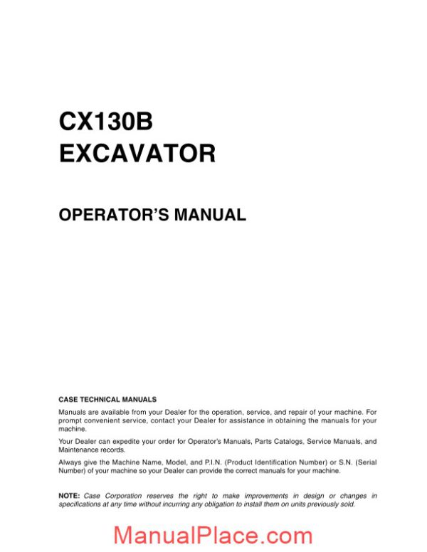 case crawler excavator cx130b operators manual page 3