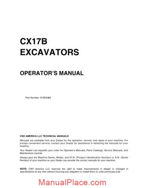 case crawler excavator cx17b operators manual page 1