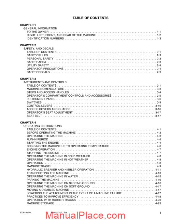 case crawler excavator cx17b operators manual page 3