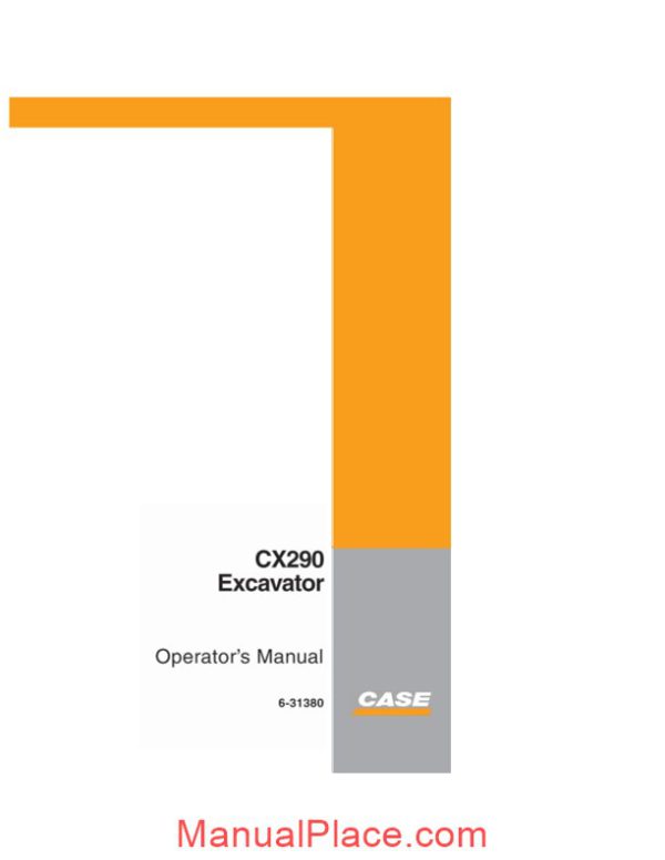 case crawler excavator cx290 operators manual page 1