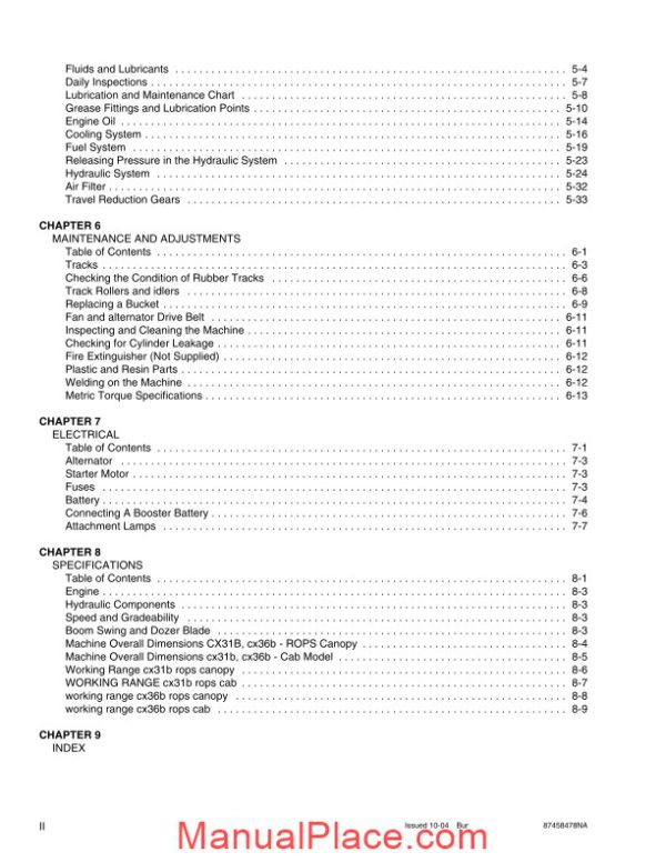 case crawler excavator cx31b cx36b operators manual page 4