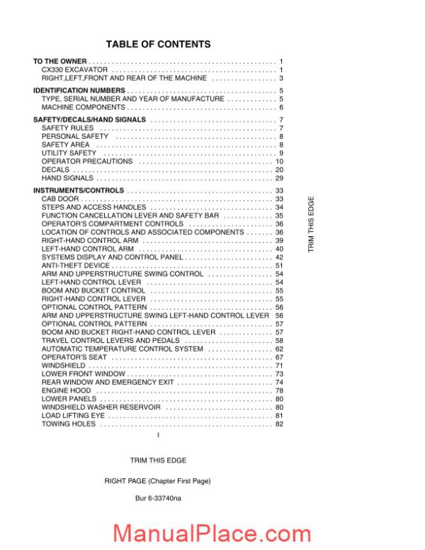 case crawler excavator cx330 operators manual page 3